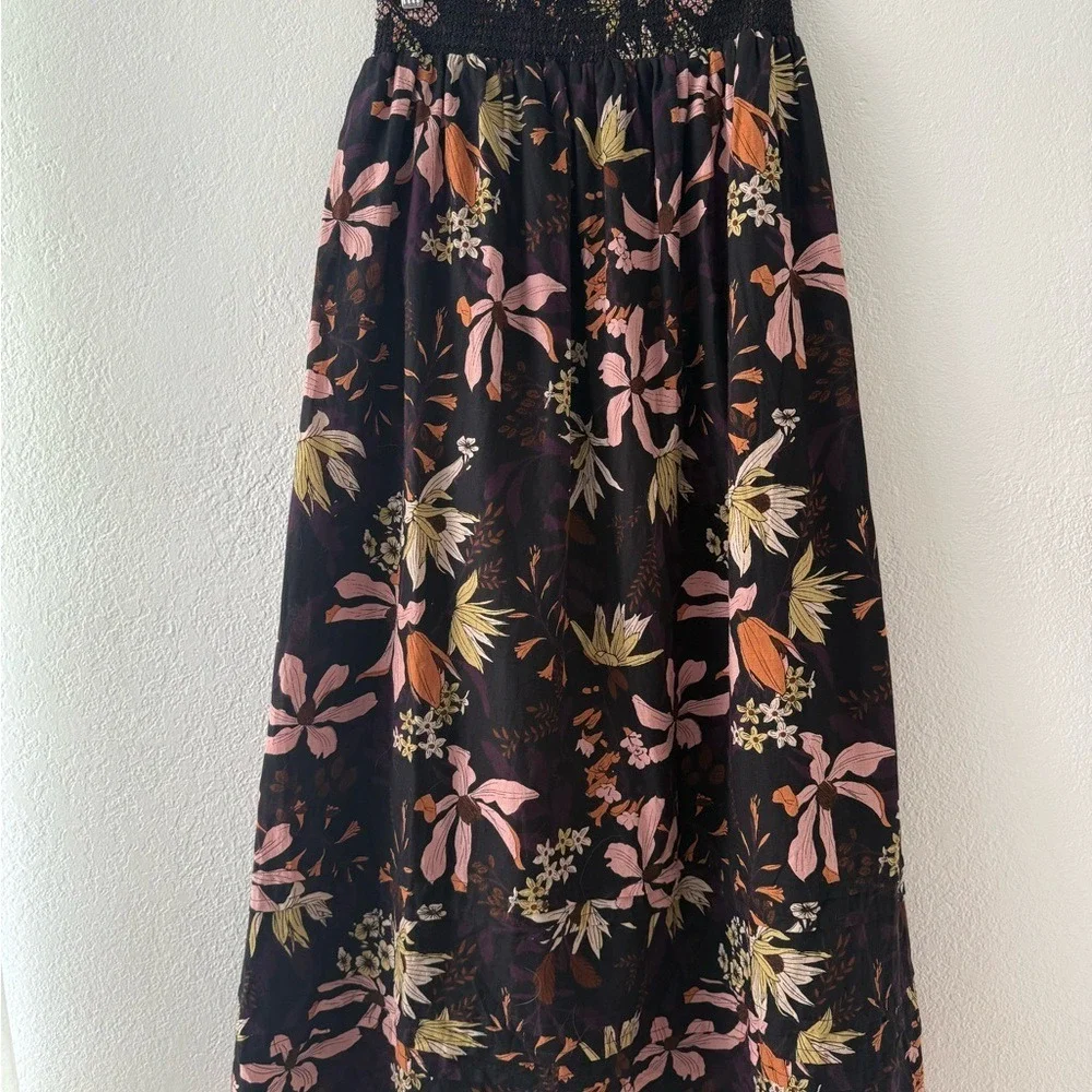 LILLA P Cotton Multicolored Floral Midi Skirt Size Small